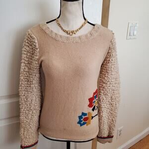 Marc by Marc Jacobs Merino Wool Intarsia Floral Boucle Sleeve Sweater S